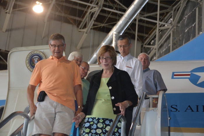 exiting the Kennedy plane